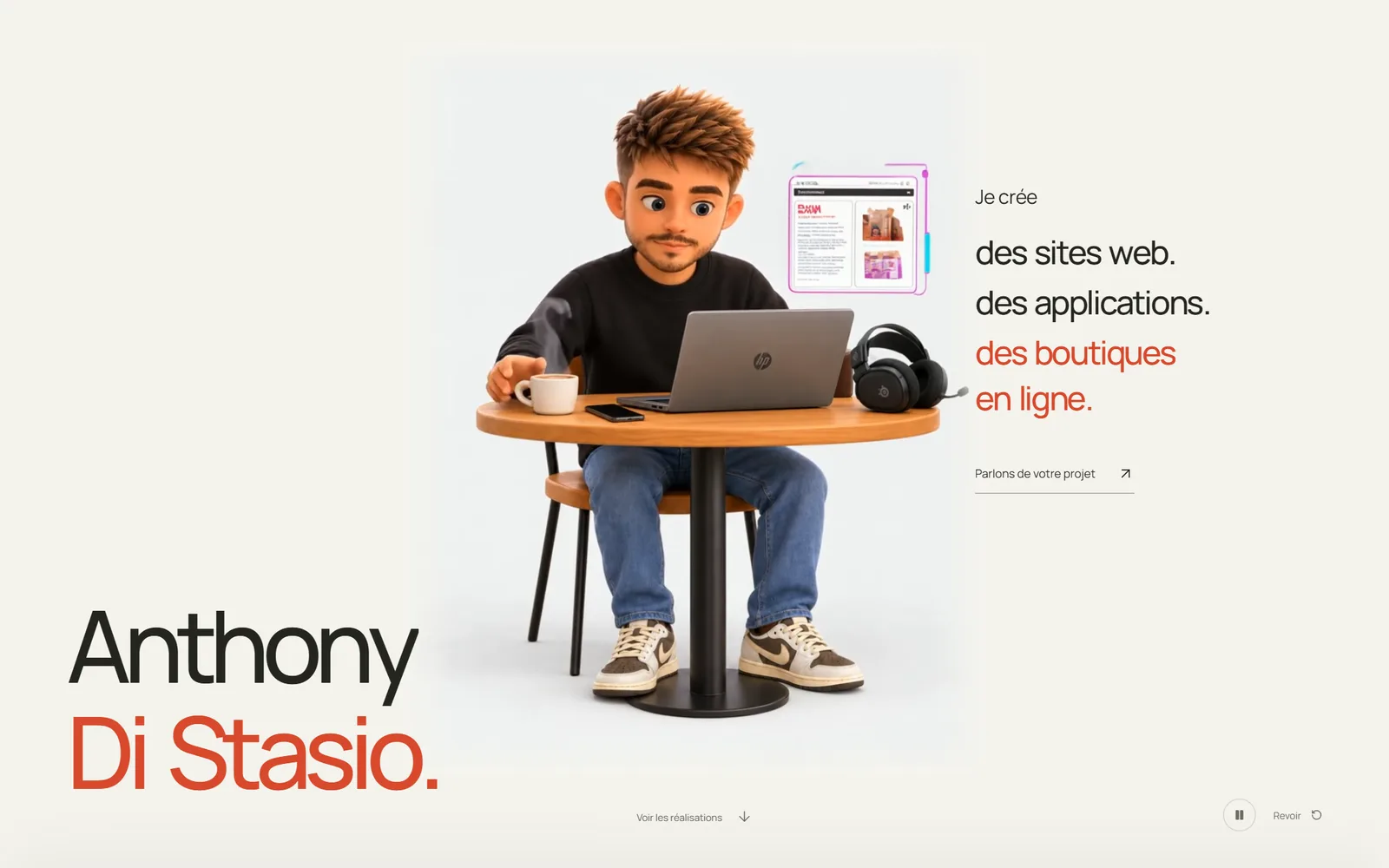 Page d'accueil du site Anthony Di Stasio